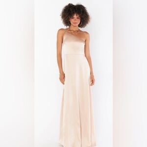 Show me your mumu Shannon one shoulder champagne satin dress